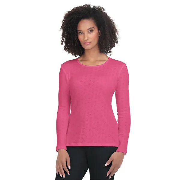 koi - Essentials - Women's Heart Pointelle Long-Sleeve Ro...... from ASI 86018 Scrub Authority / Uniform Stores