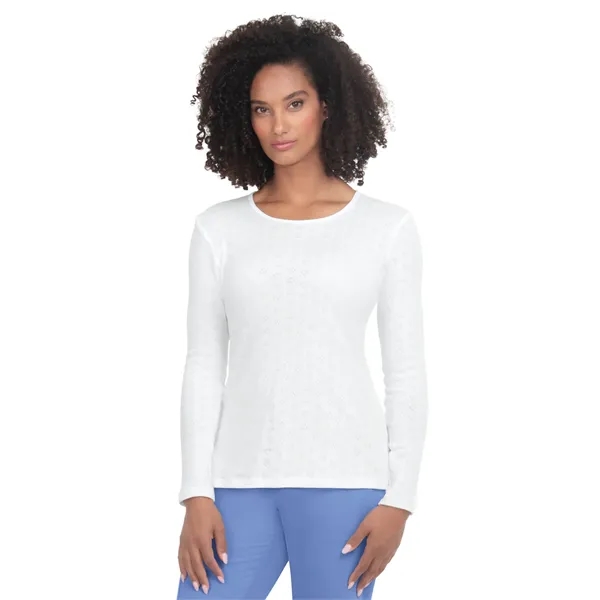 koi - Essentials - Women's Heart Pointelle Long-Sleeve Ro...... from ASI 86018 Scrub Authority / Uniform Stores