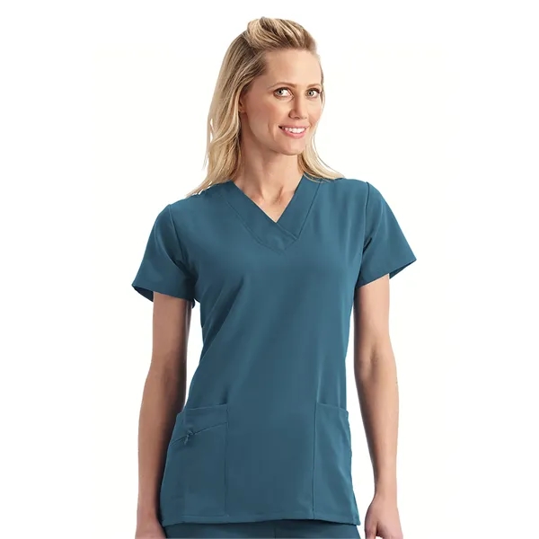 V-Neck Zipper Pocket Top... from ASI 86018 Scrub Authority / Uniform Stores
