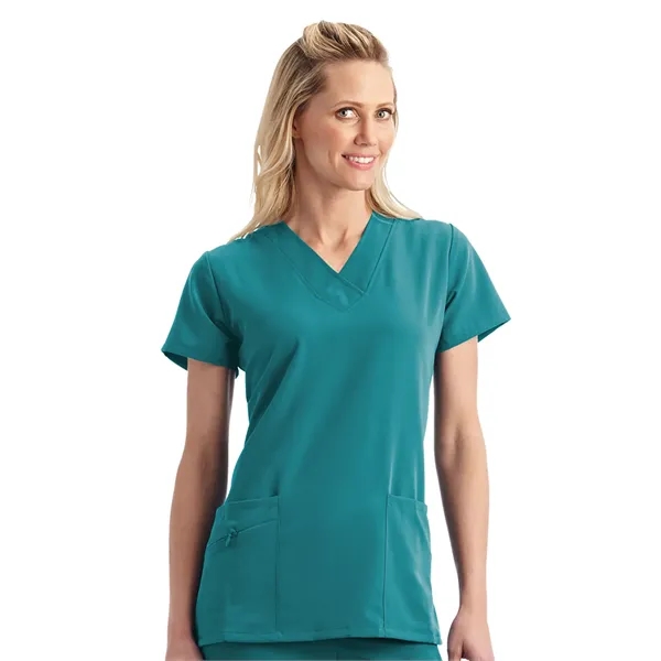 V-Neck Zipper Pocket Top... from ASI 86018 Scrub Authority / Uniform Stores