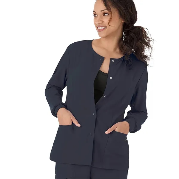 Round Neckline Snap Jacket... from ASI 86018 Scrub Authority / Uniform Stores