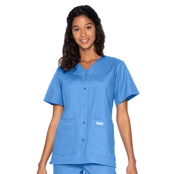 Landau Essentials Snap Front V-Neck Tunic... from ASI 86018 Scrub Authority / Uniform Stores
