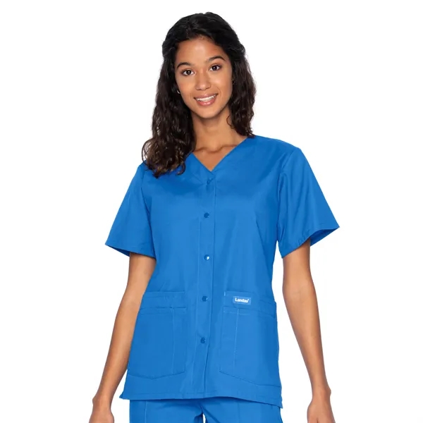Landau Essentials Snap Front V-Neck Tunic... from ASI 86018 Scrub Authority / Uniform Stores