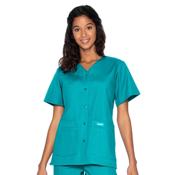 Landau Essentials Snap Front V-Neck Tunic... from ASI 86018 Scrub Authority / Uniform Stores