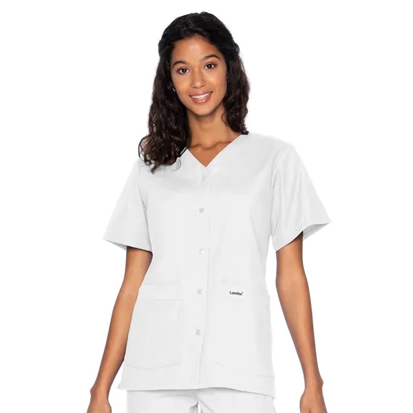 Landau Essentials Snap Front V-Neck Tunic... from ASI 86018 Scrub Authority / Uniform Stores