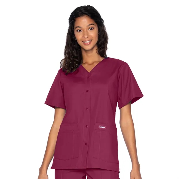 Landau Essentials Snap Front V-Neck Tunic... from ASI 86018 Scrub Authority / Uniform Stores