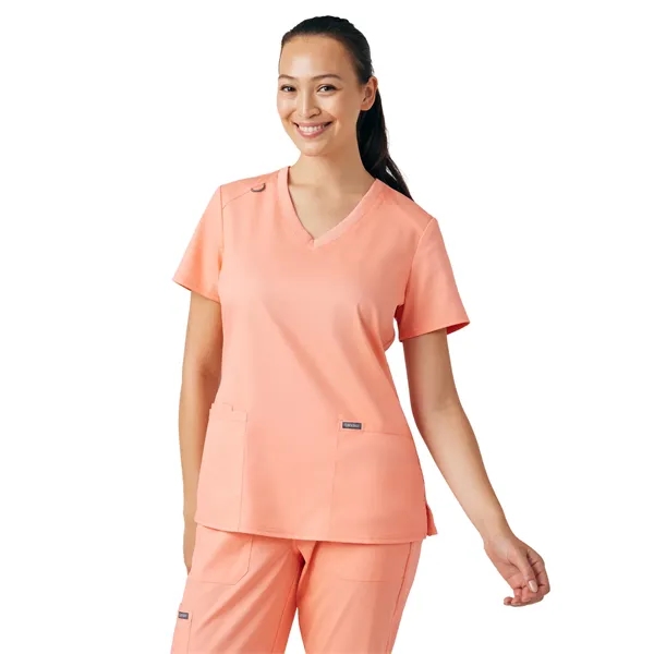 Landau ProFlex Women's Rib Knit V-Neck Top... from ASI 86018 Scrub Authority / Uniform Stores