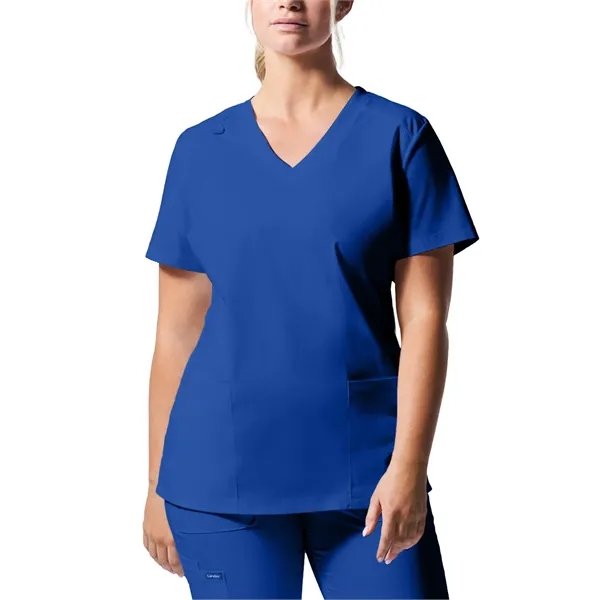 Landau ProFlex Women's Rib Knit V-Neck Top... from ASI 86018 Scrub Authority / Uniform Stores