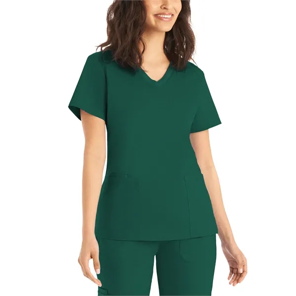 Landau ProFlex Women's Rib Knit V-Neck Top... from ASI 86018 Scrub Authority / Uniform Stores