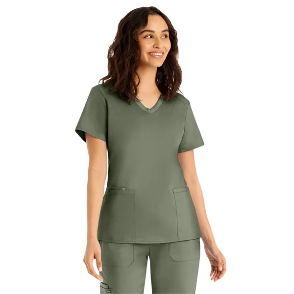 Landau ProFlex Women's Rib Knit V-Neck Top... from ASI 86018 Scrub Authority / Uniform Stores