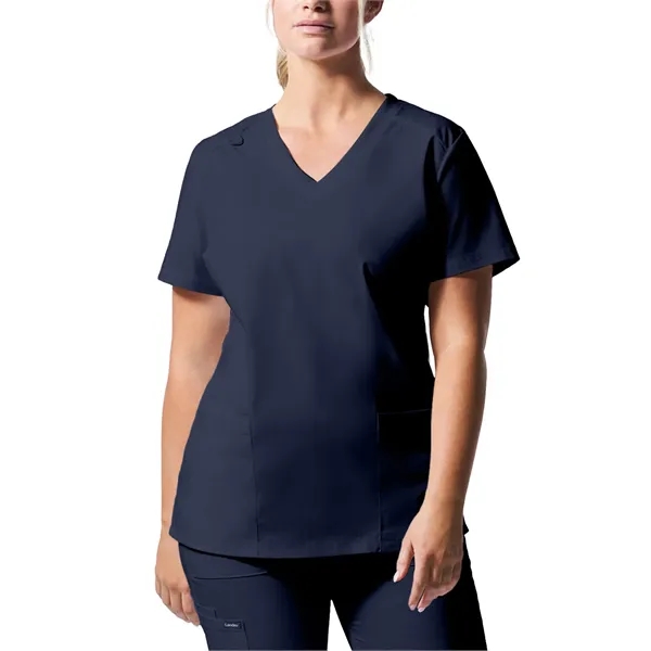 Landau ProFlex Women's Rib Knit V-Neck Top... from ASI 86018 Scrub Authority / Uniform Stores