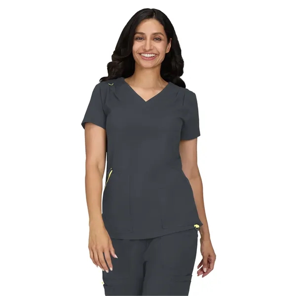 koi - Solis - Women's Ribbed V-Neck 4-Pocket Sari Scrub Top... from ASI 86018 Scrub Authority / Uniform Stores