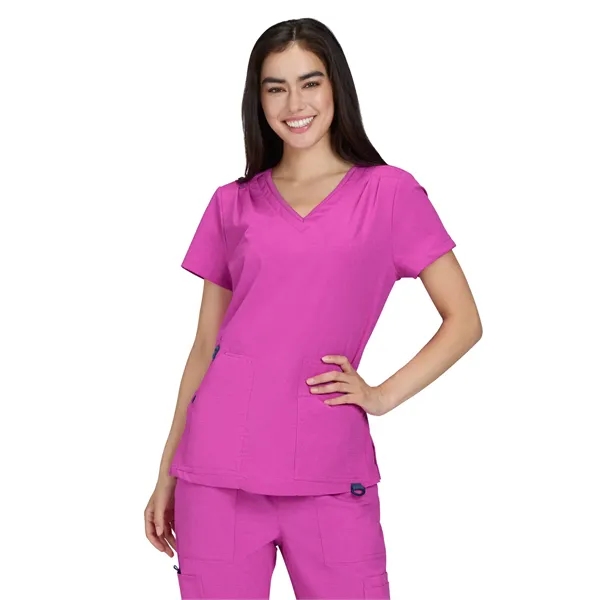 koi - Solis - Women's Ribbed V-Neck 4-Pocket Sari Scrub Top... from ASI 86018 Scrub Authority / Uniform Stores