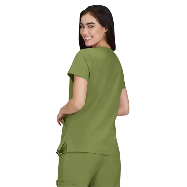 koi - Solis - Women's Ribbed V-Neck 4-Pocket Sari Scrub Top... from ASI 86018 Scrub Authority / Uniform Stores