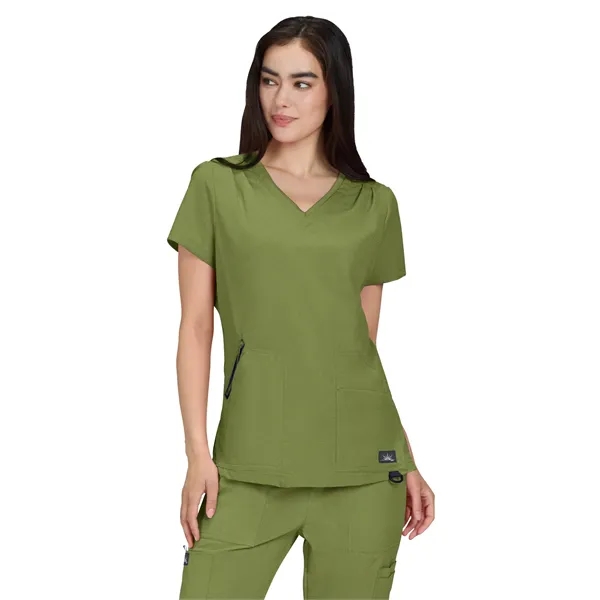 koi - Solis - Women's Ribbed V-Neck 4-Pocket Sari Scrub Top... from ASI 86018 Scrub Authority / Uniform Stores