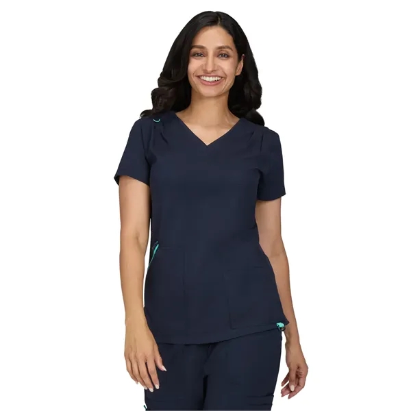 koi - Solis - Women's Ribbed V-Neck 4-Pocket Sari Scrub Top... from ASI 86018 Scrub Authority / Uniform Stores