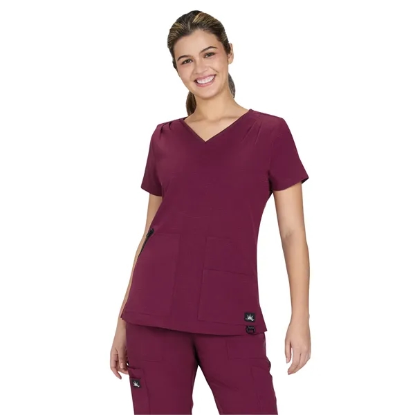 koi - Solis - Women's Ribbed V-Neck 4-Pocket Sari Scrub Top... from ASI 86018 Scrub Authority / Uniform Stores