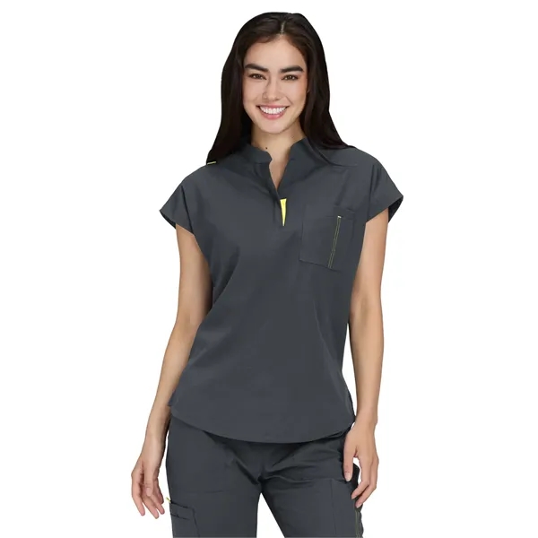 koi - Solis - Women's Zipper Neck Combo Chest Pocket Catr...... from ASI 86018 Scrub Authority / Uniform Stores