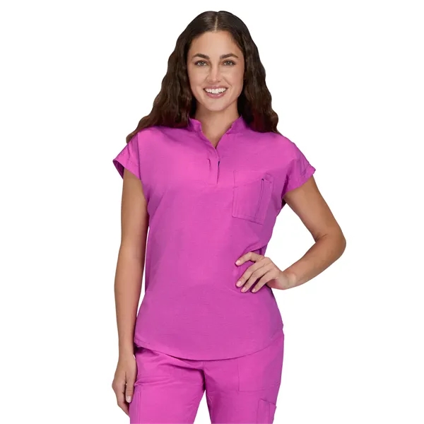 koi - Solis - Women's Zipper Neck Combo Chest Pocket Catr...... from ASI 86018 Scrub Authority / Uniform Stores