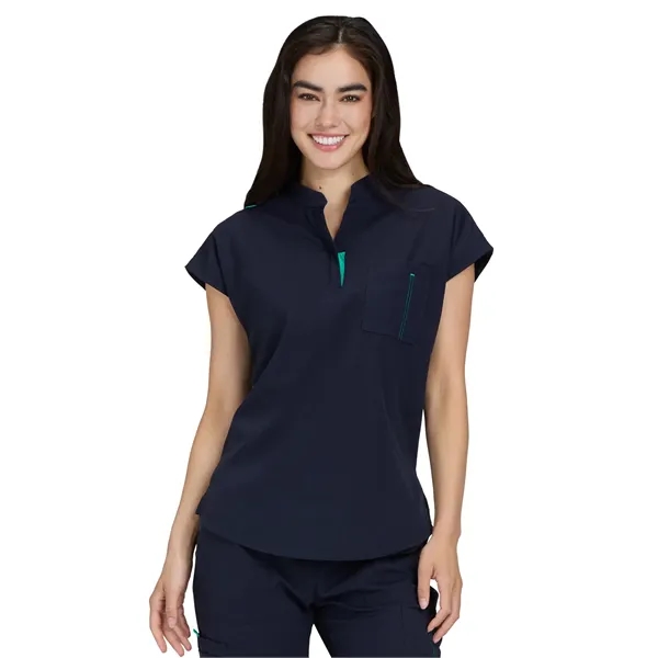 koi - Solis - Women's Zipper Neck Combo Chest Pocket Catr...... from ASI 86018 Scrub Authority / Uniform Stores