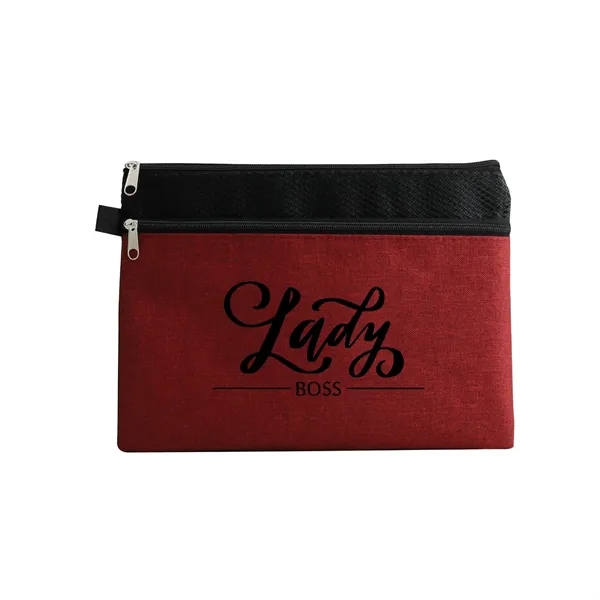 Dual zipper compartment pen loop pouch plus 1 color silkscreen imprint... from ASI 37218 Athena Promo (tm)