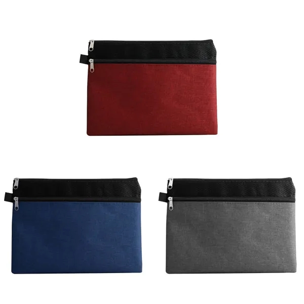 Dual zipper compartment pen loop pouch plus 1 color silkscreen imprint... from ASI 37218 Athena Promo (tm)