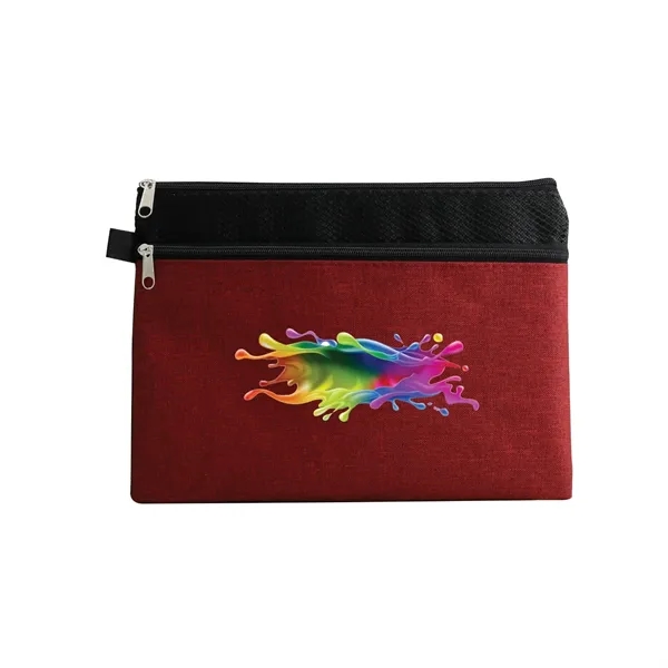 Dual zipper compartment pen loop pouch plus 1 color silkscreen imprint... from ASI 37218 Athena Promo (tm)