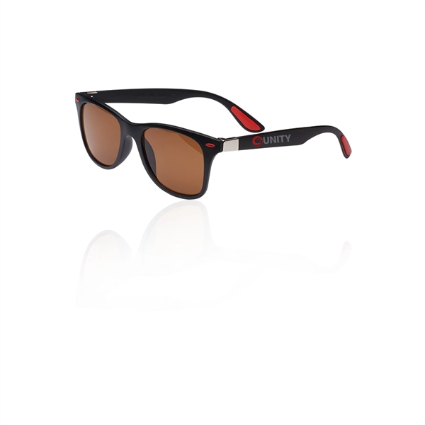 Adult-sized sunglasses with UV400 protection, metal accents, and matte finish on... from ASI 39552 BEL Promo