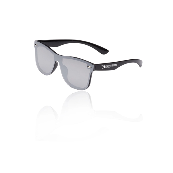Conjoined adult-size sunglasses with UV400 lenses and silver accents on frame... from ASI 39552 BEL Promo