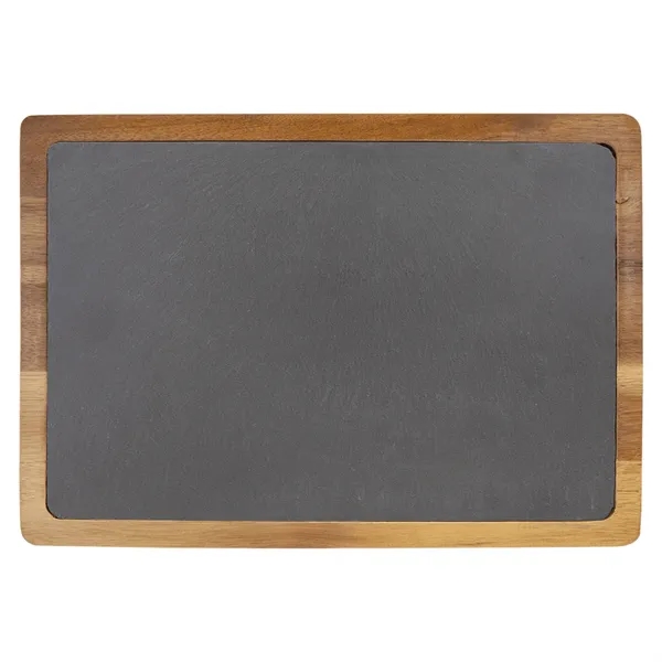 13" x 9" x 1/2" Acacia wood and slate cutting board... from ASI 74601 Calico