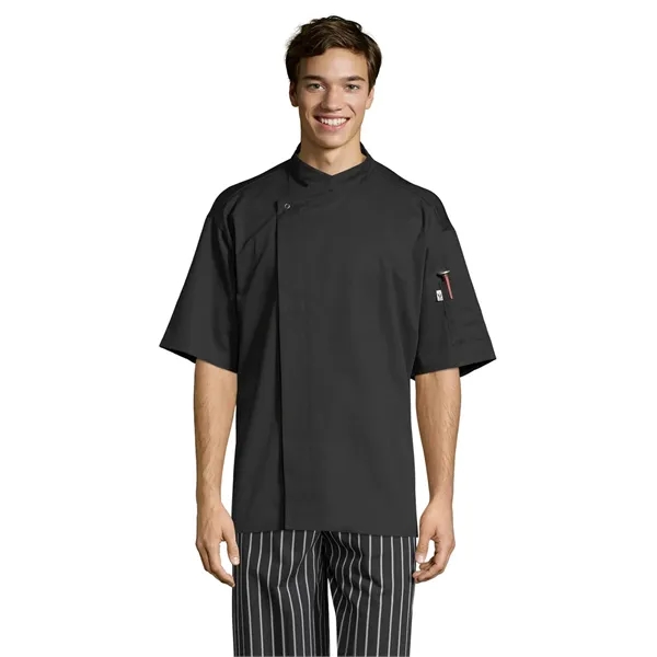 Uncommon Threads Unisex Calypso Pro Vent Chef Coat - Black... from ASI 86018 Scrub Authority / Uniform Stores