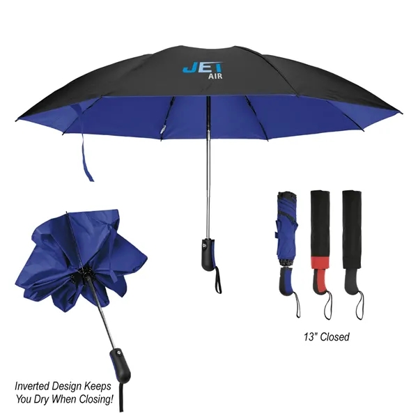 Inversion umbrella with 46" arc, auto-open and close and two-tone handle.... from ASI 61125 Hit Promotional Products / Hit®
