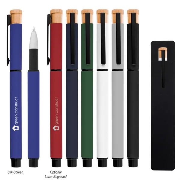 Recycled aluminum gel pen with removable cap and bamboo accent.... from ASI 61125 Hit Promotional Products / Hit®