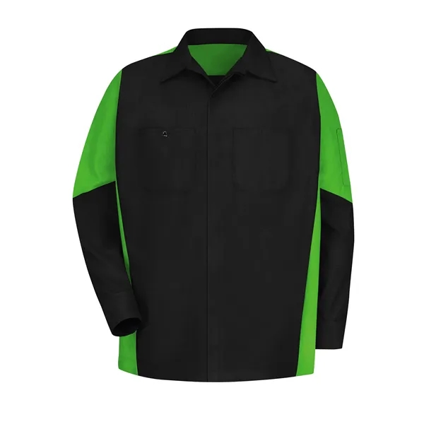 Red Kap Men's Long Sleeve Two-Tone Crew Shirt... from ASI 86018 Scrub Authority / Uniform Stores