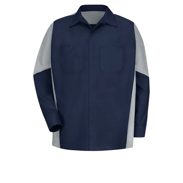 Red Kap Men's Long Sleeve Two-Tone Crew Shirt... from ASI 86018 Scrub Authority / Uniform Stores
