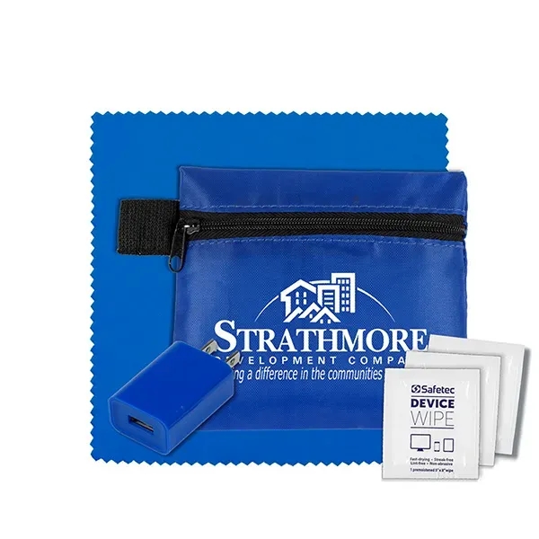 6" microfiber cleaning cloth and USB wall charger in 5" x... from ASI 62660 Innovation Line