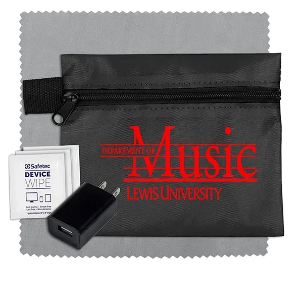 6" microfiber cleaning cloth and USB wall charger in 5" x... from ASI 62660 Innovation Line