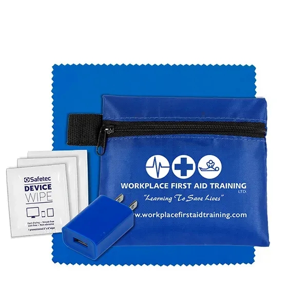 6" microfiber cleaning cloth and USB wall charger in 5" x... from ASI 62660 Innovation Line