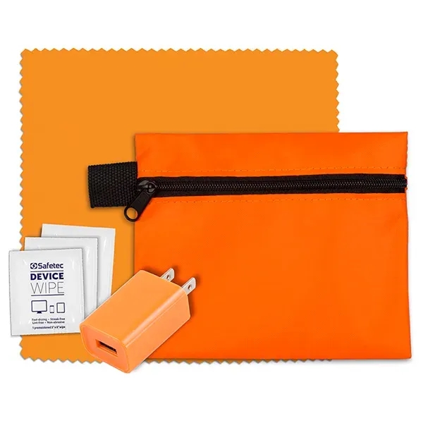 6" microfiber cleaning cloth and USB wall charger in 5" x... from ASI 62660 Innovation Line