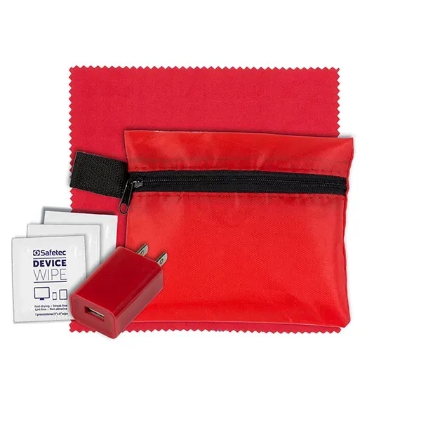 6" microfiber cleaning cloth and USB wall charger in 5" x... from ASI 62660 Innovation Line