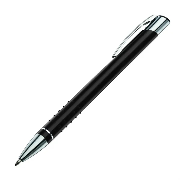 Aluminum click action ballpoint pen with rubber grip and chrome trim... from ASI 84592 St Regis Group