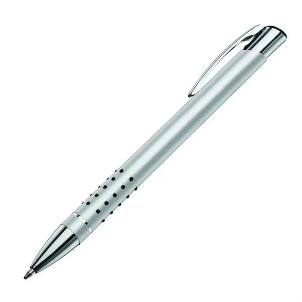 Aluminum click action ballpoint pen with rubber grip and chrome trim... from ASI 84592 St Regis Group