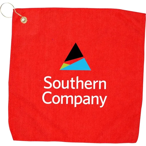 15" x 15" golf towel with a hook and grommet.... from ASI 57653 Gold Bond