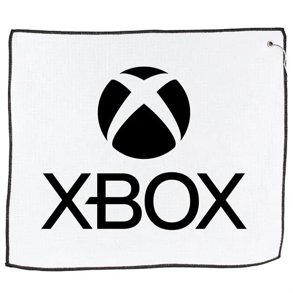 15" x 18" golf towel with a waffle texture, hook, and... from ASI 57653 Gold Bond
