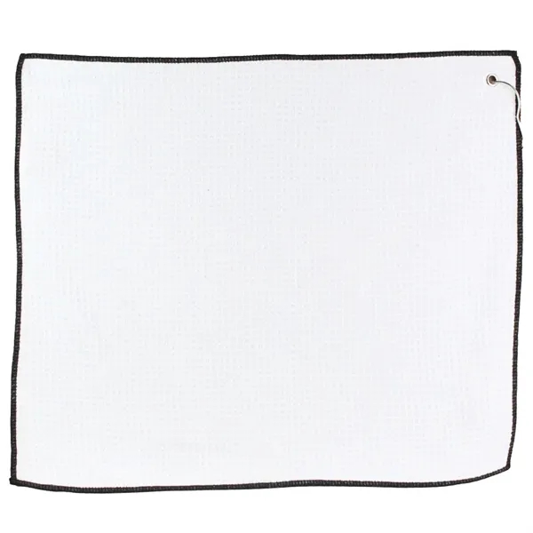15" x 18" golf towel with a waffle texture, hook, and... from ASI 57653 Gold Bond