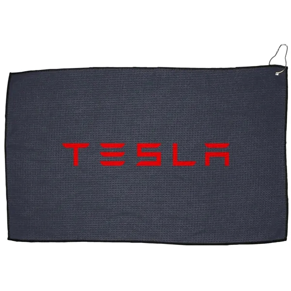 16" x 26" rPET golf towel with waffle texture and silver... from ASI 57653 Gold Bond