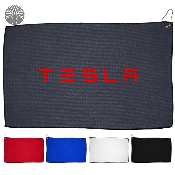 16" x 26" rPET golf towel with waffle texture and silver... from ASI 57653 Gold Bond