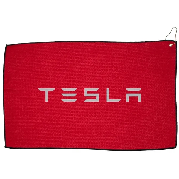 16" x 26" rPET golf towel with waffle texture and silver... from ASI 57653 Gold Bond