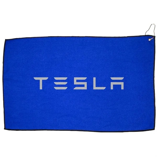 16" x 26" rPET golf towel with waffle texture and silver... from ASI 57653 Gold Bond