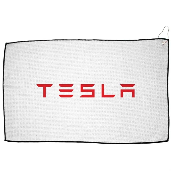 16" x 26" rPET golf towel with waffle texture and silver... from ASI 57653 Gold Bond